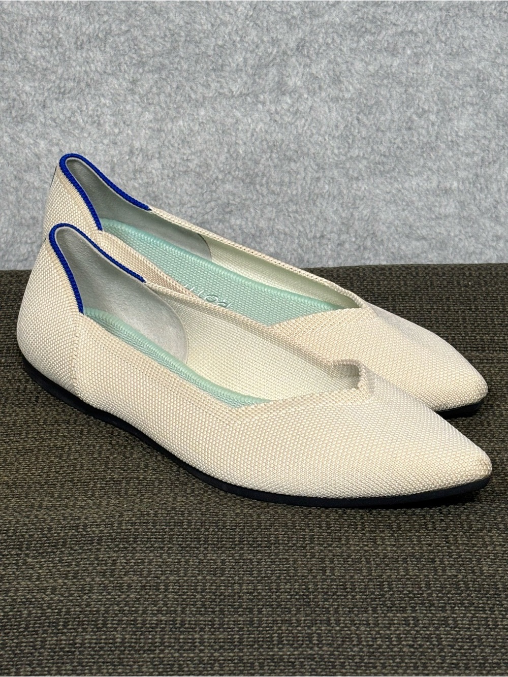 Rothy's The Point Slip-On Knit Ballet Flats-Ecru/Cream/Off-White-Women Size 8